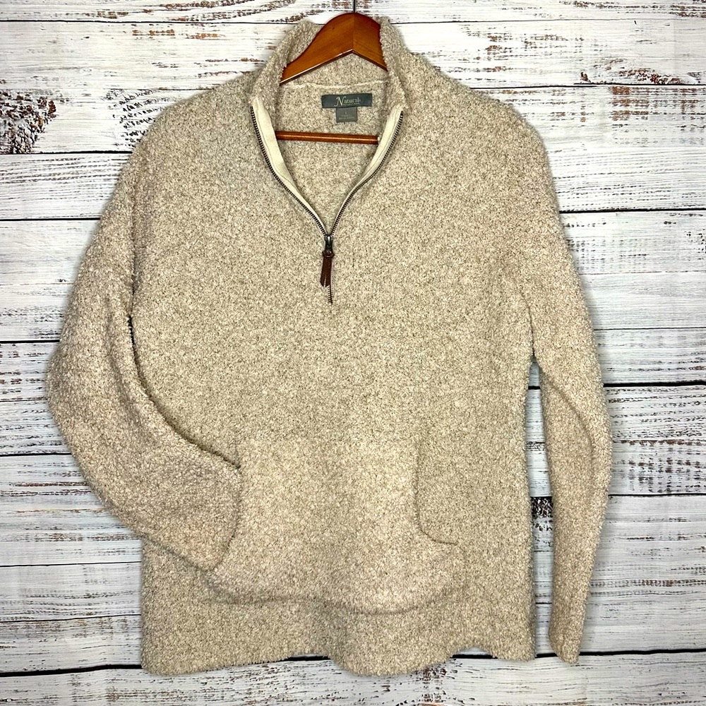 Natural Reflections Fleece Quarter Zip Women Beige Sweater